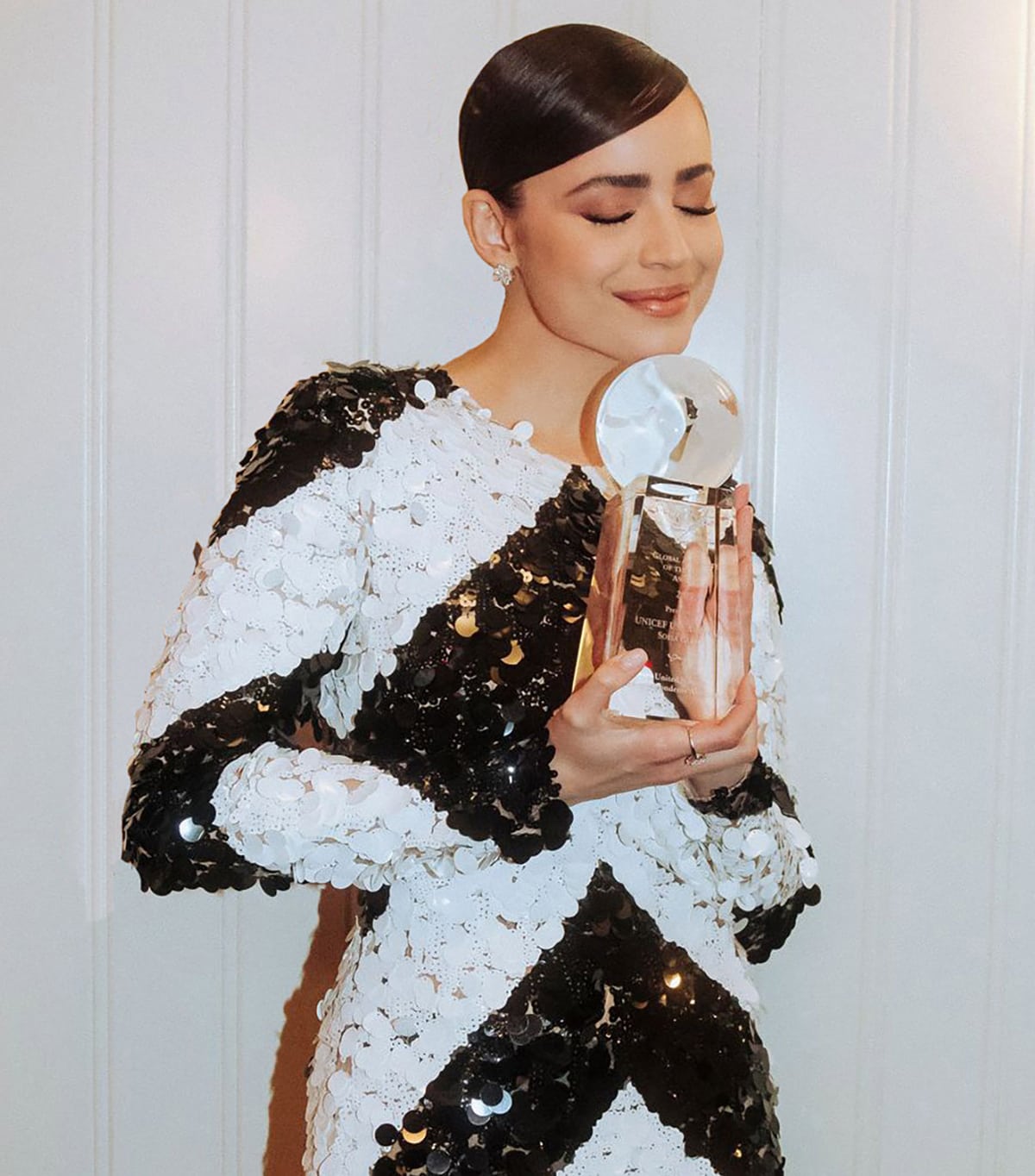 Sofia Carson receives the Global Advocate of the Year award for her work as a UNICEF Ambassador