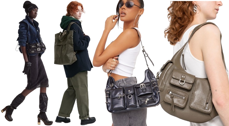 Cargo bags, or bags with multiple pockets, were a popular Y2K trend that is making a resurgence due to their practicality and distinctive look