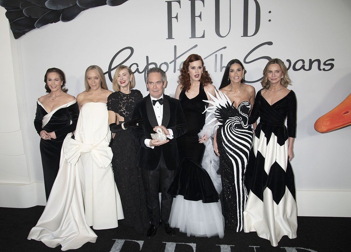 Diane Lane, Chloë Sevigny, Naomi Watts, Tom Hollander, Molly Ringwald, Demi Moore, and Calista Flockhart at the New York premiere of their FX series, Feud: Capote vs. The Swans, at the Museum of Modern Art on January 23, 2024
