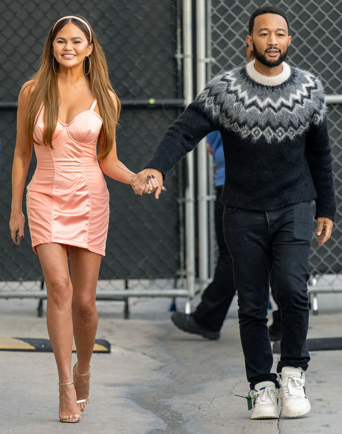 Chrissy Teigen heading to Jimmy Kimmel Live! with her husband John Legend to talk about her new reality series Chrissy & Dave Dine Out on January 18, 2024