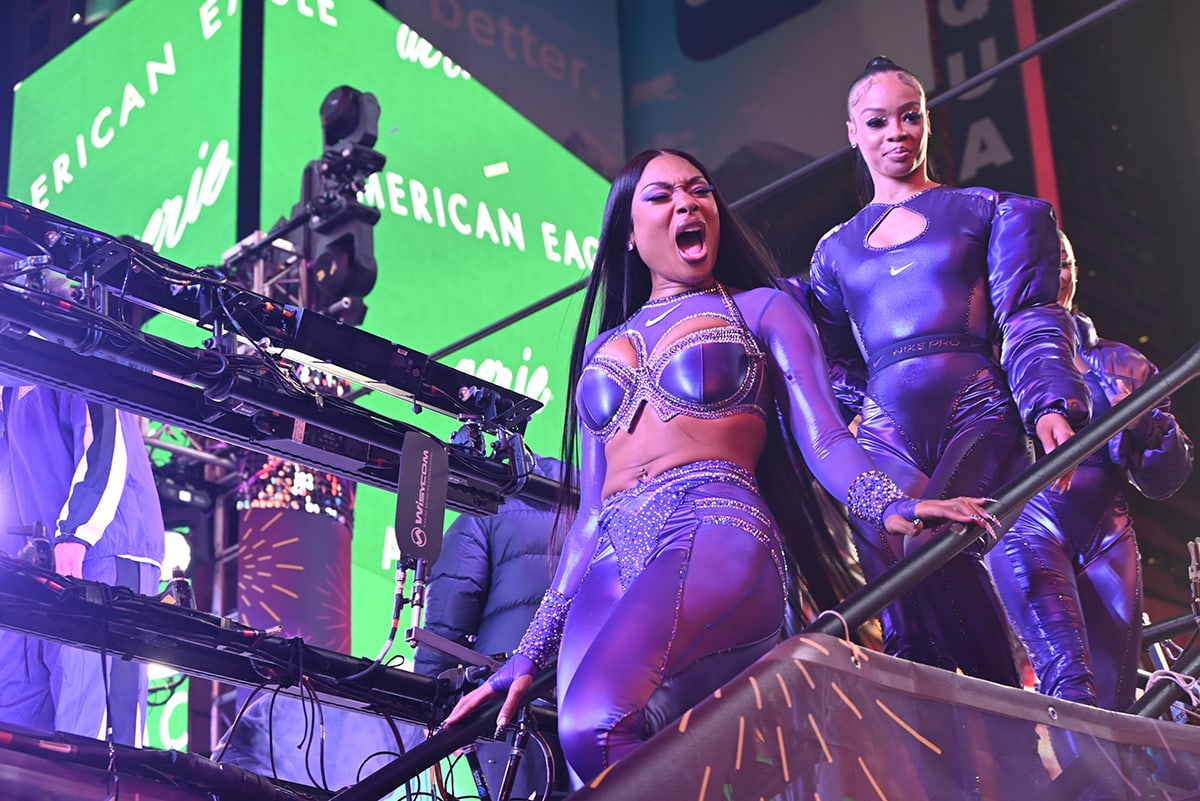 Megan Thee Stallion welcomes 2024 with a medley of her hit songs Cobra, Savage, Her, and Body at Dick Clark's New Year's Rockin' Eve 2024 party in New York City's Times Square on December 31, 2023