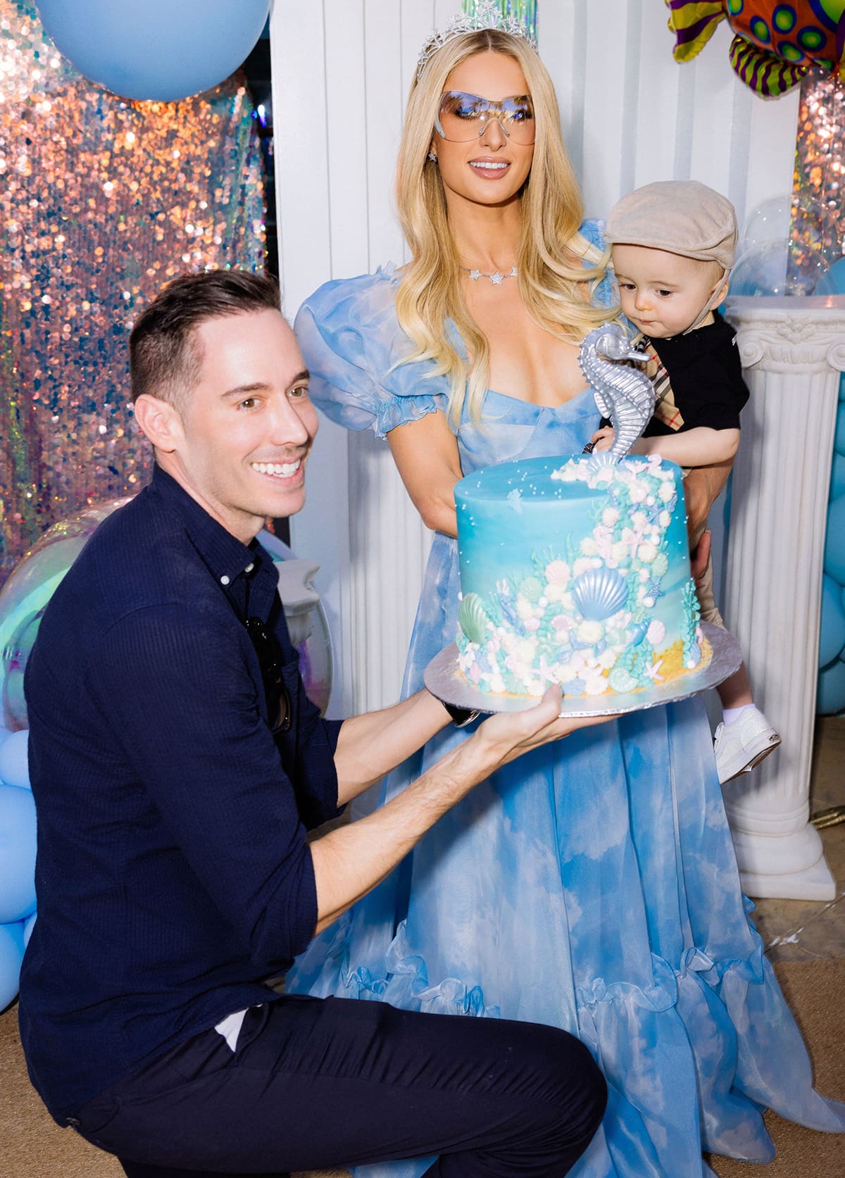 Paris Hilton and Carter Reum celebrate their son Phoenix's 1st birthday with a Sliving Under the Sea party at their home in Los Angeles on January 27, 2024