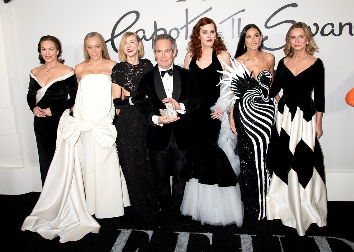 The cast of Feud: Capote vs. The Swans, Diane Lane, Chloe Sevigny, Naomi Watts, Tom Hollander, Molly Ringwald, Demi Moore, and Calista Flockhart, at the New York premiere of FX's Feud: Capote vs. The Swans at Museum of Modern Art on January 23, 2024