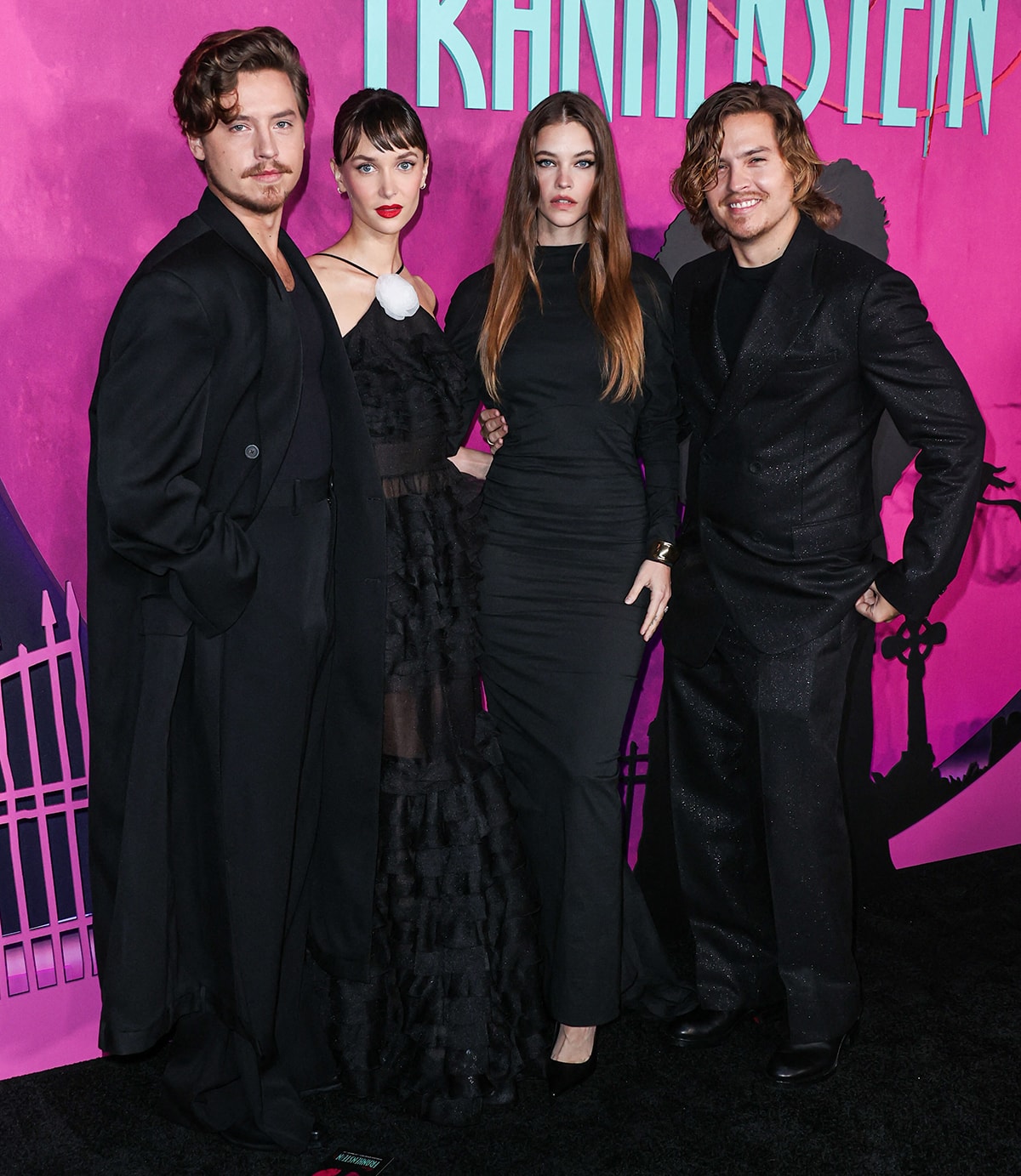 Twins Cole Sprouse and Dylan Sprouse turn the Lisa Frankenstein premiere into a double date night with their gorgeous model partners, Ari Fournier and Barbara Palvin