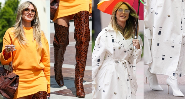 Heidi Klum Embraces Spring’s Vibrant Hues in Orange Mini Dress and Bottega Veneta Croc Boots for AGT Season 19 Auditions