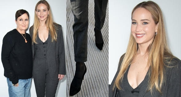 Power Dressing: Jennifer Lawrence Exudes Girl Boss Vibes in Chic Gray Suit at Dior’s Womenswear Paris Fashion Week Show