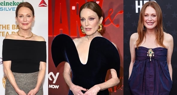 Glamour Knows No Age: Julianne Moore Dazzles in Sculptural Midnight Blue Velvet Gown at Mary & George London Premiere