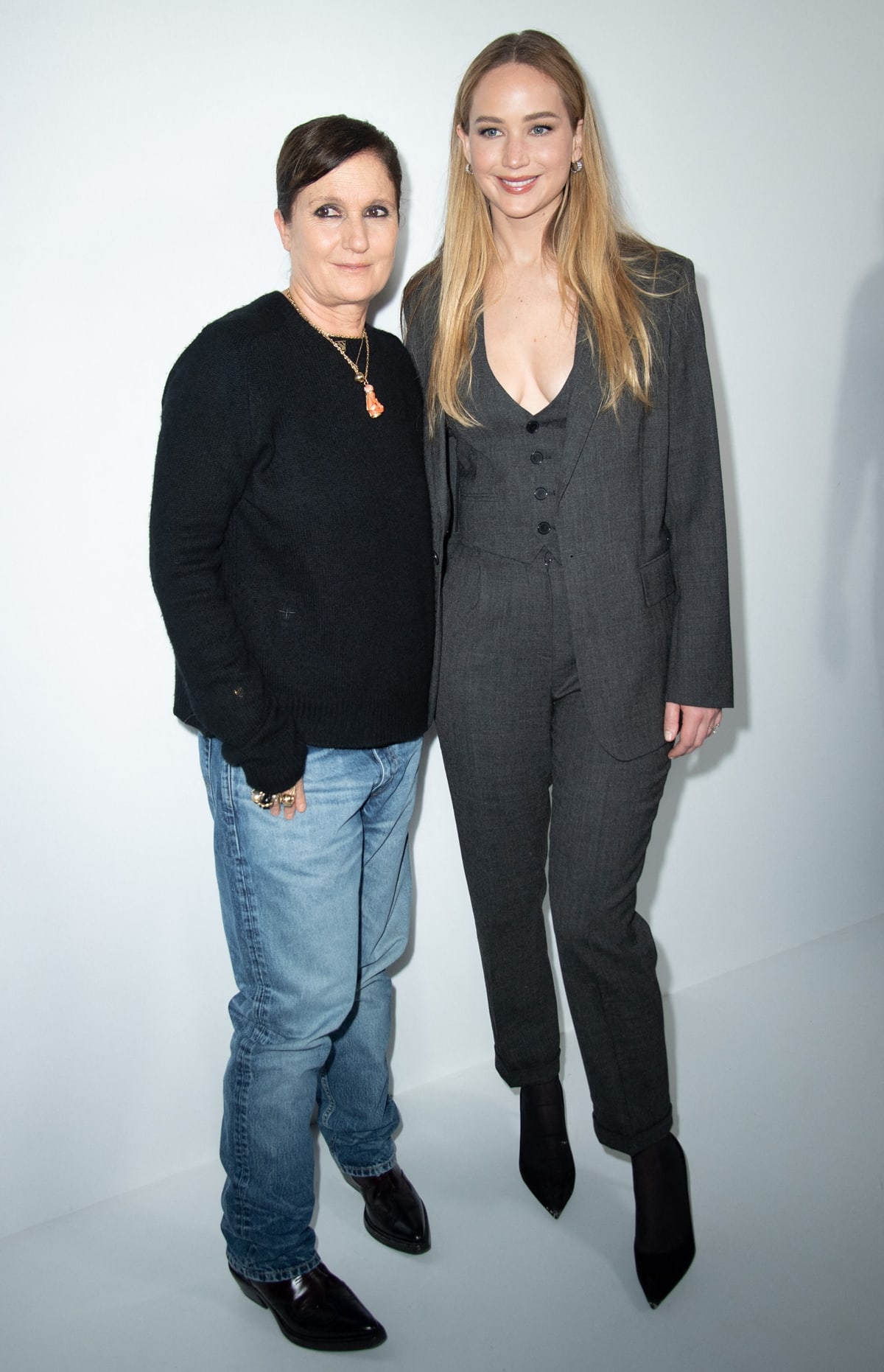 Maria Grazia Chiuri, an Italian fashion designer with previous roles at Fendi and Valentino, became Dior's creative director in 2016, under whose direction Jennifer Lawrence attended the Christian Dior Womenswear Fall/Winter 2024-2025 show at Paris Fashion Week on February 27, 2024, in Paris, France