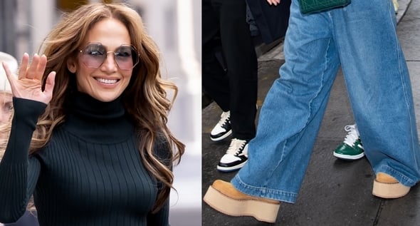 Strolling in Style: Jennifer Lopez Exudes Casual Chic in Green Cropped Turtleneck and Wide-Leg Gucci Jeans During Lunch Date With Friends