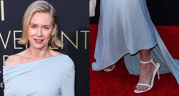 Celebrating Nicole Kidman: Naomi Watts Shines Bright in Pastel Blue Givenchy Dress and White Leather Sandals at 49th Annual AFI Life Achievement Award