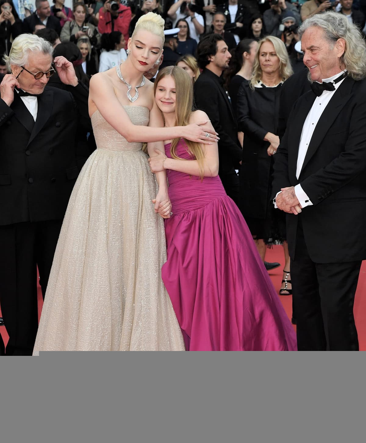 Anya Taylor-Joy and Alyla Browne attend the "Furiosa: A Mad Max Saga" (Furiosa: Une Saga Mad Max) Red Carpet at the 77th annual Cannes Film Festival at Palais des Festivals on May 15, 2024 in Cannes, France