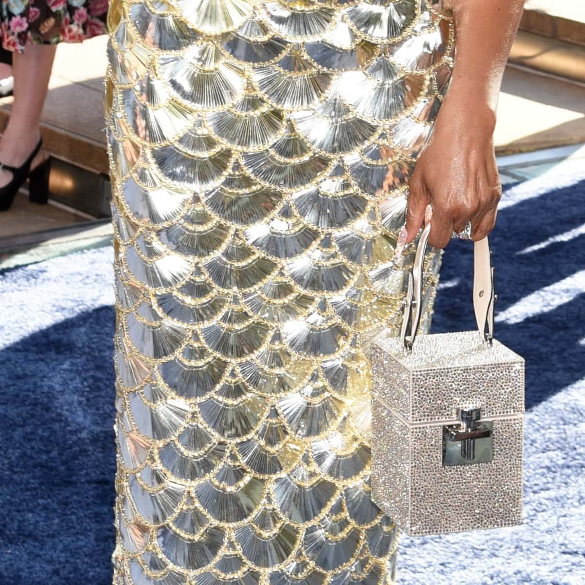 Taraji P. Henson showcases a sparkling Oscar de la Renta crystal-embellished handbag