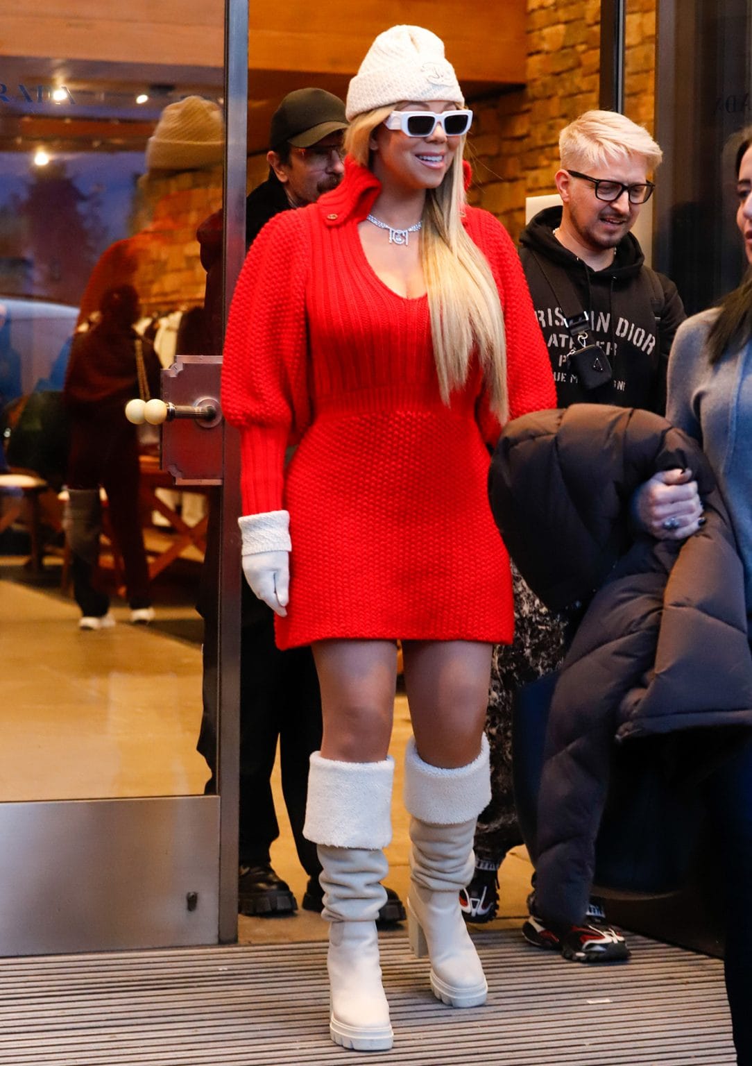 Mariah Carey Dazzles Aspen With Chic Gucci Dress and Luxe Winter Boots