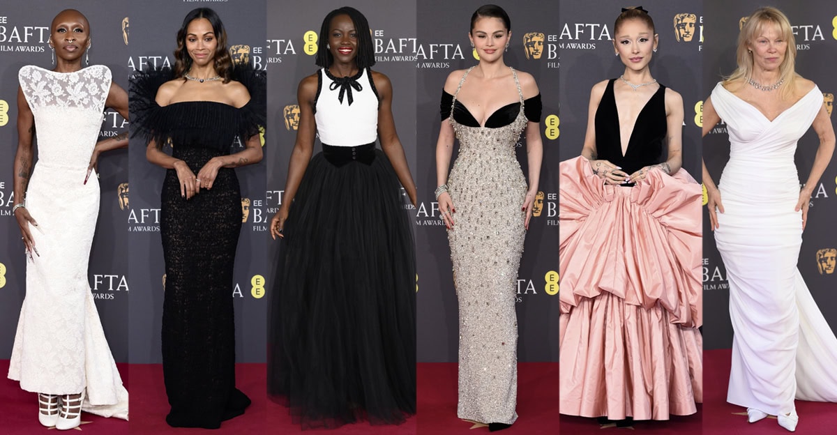 Cynthia Erivo, Zoe Saldaña, Lupita Nyong'o, Selena Gomez, Ariana Grande, and Pamela Anderson wow in statement pumps and designer gowns at the 2025 EE British Academy Film Awards at The Royal Festival Hall