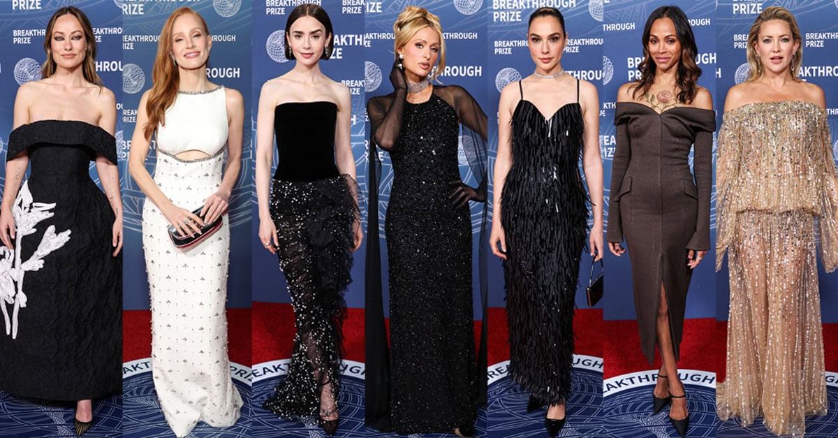 Olivia Wilde, Jessica Chastain, Lily Collins, Paris Hilton, Gal Gadot, Zoe Saldana, and Kate Hudson bring star power to the 11th Annual Breakthrough Prize Ceremony red carpet