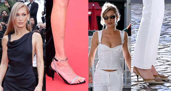 Bella Hadid Complies With Cannes 2025 Dress Code in Saint Laurent Gown With Hip-High Slit and Crystal Heels