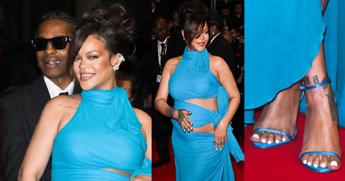 Rihanna Turns Heads in Blue Alaa Dress and Matching Heels at A$AP Rocky's Cannes Film Premiere Rihanna Turns Heads in Blue Alaa Dress and Matching Heels at A$AP Rocky's Cannes Film Premiere