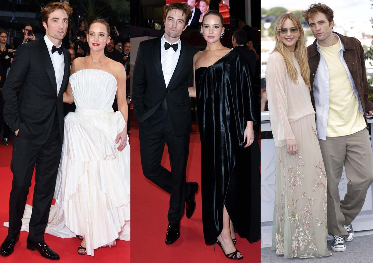 Robert Pattinson and Jennifer Lawrence coordinate chic looks at the Cannes Film Festival—from Dior gowns and Aquazzura heels to embroidered tulle and Converse sneakers—while promoting their film Die, My Love