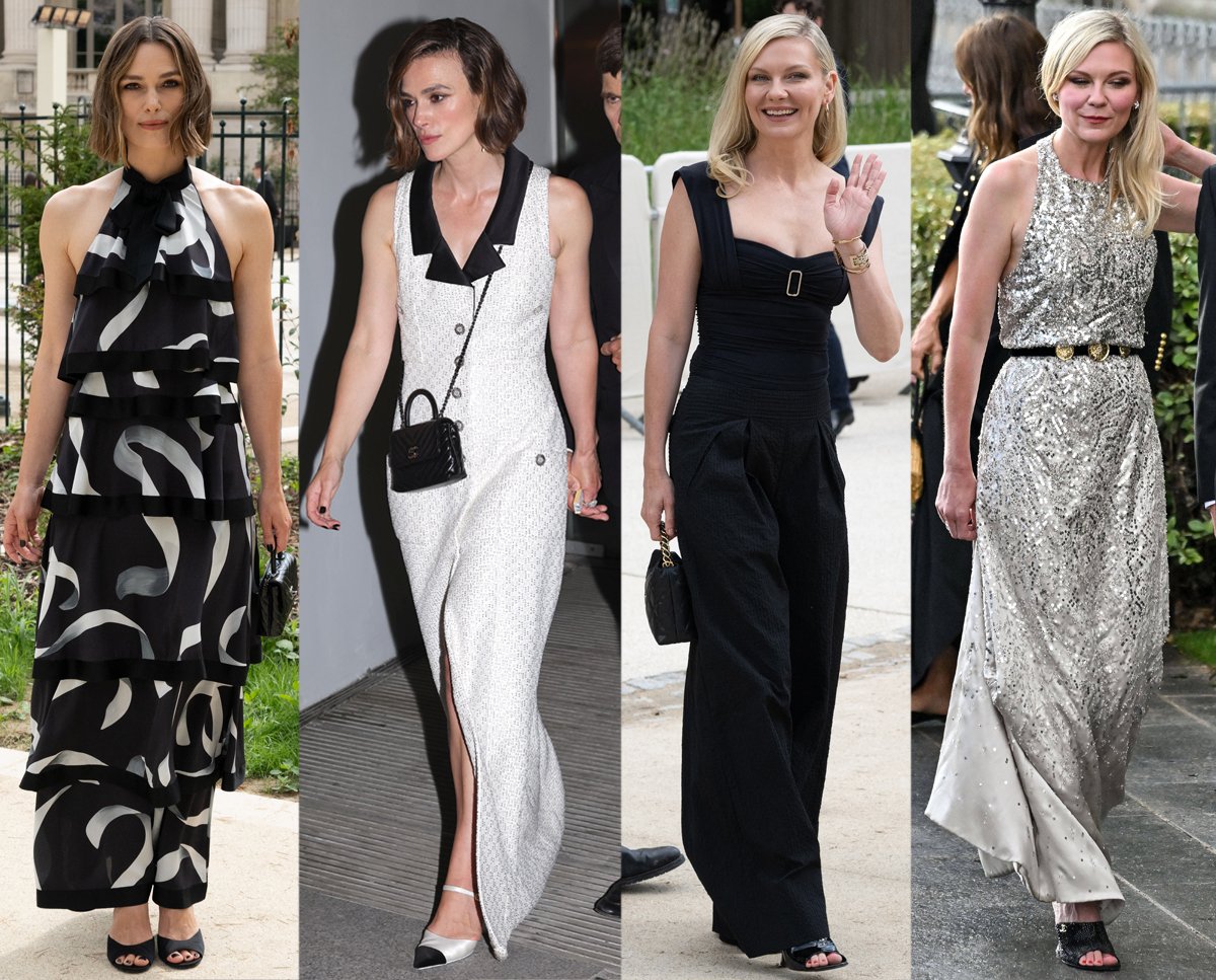 Keira Knightley and Kirsten Dunst stun in neutral-colored Chanel dresses and heels at Paris Fashion Week and the 2025 Bal d’Été