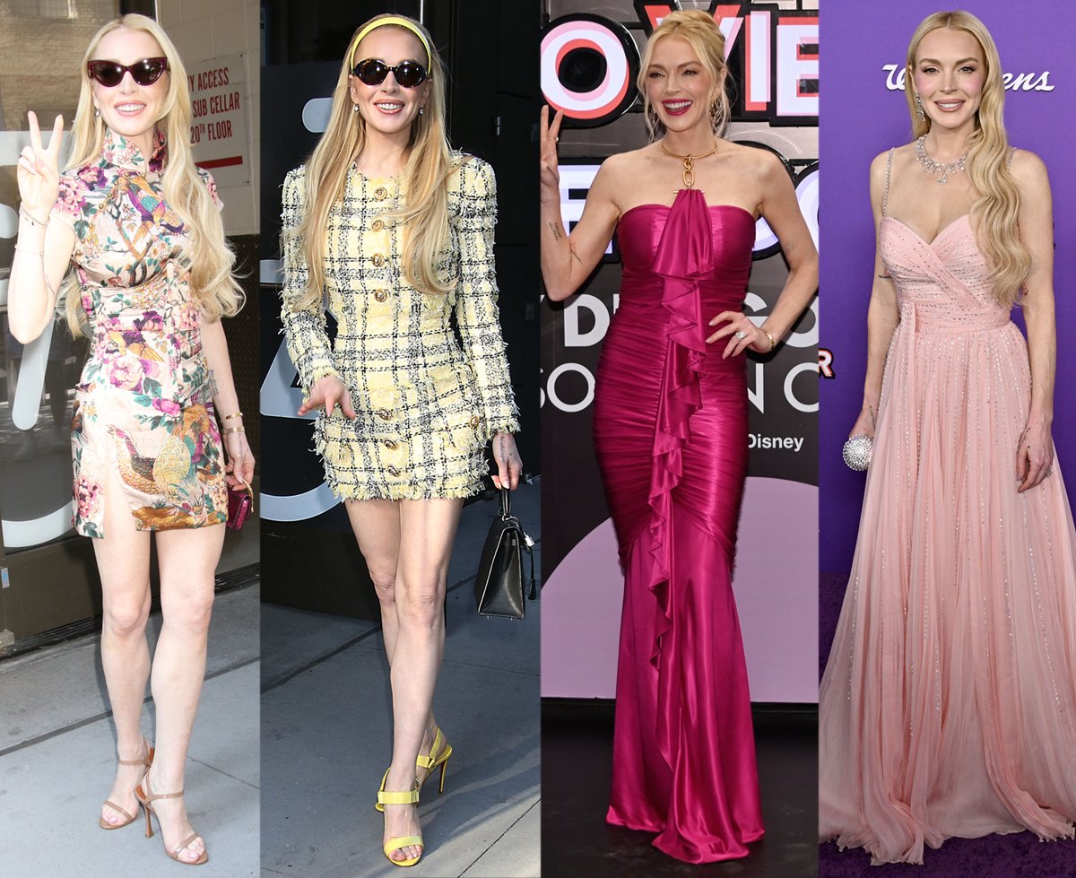 Lindsay Lohan showcases nostalgic and glamorous dresses and heels while promoting Freakier Friday