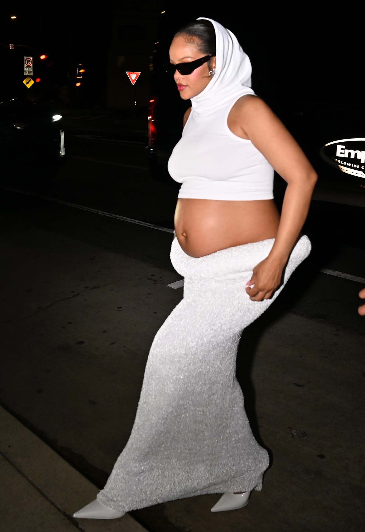 Rihanna heads for dinner at Giorgio Baldi in Los Angeles after attending the Smurfs premiere with her sons RZA and Riot