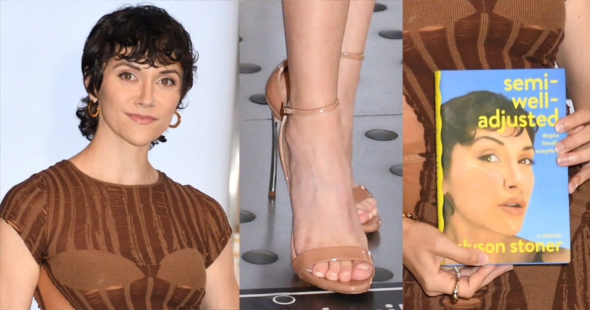 Alyson Stoner Turns Heads in Brown Knit Diesel Dress and Casadei Nude