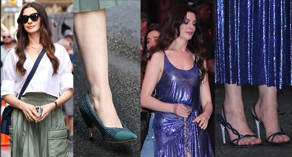 Anne Hathaway Steps Out in Braided Pumps & Jeweled Sandals for The Devil Wears Prada 2