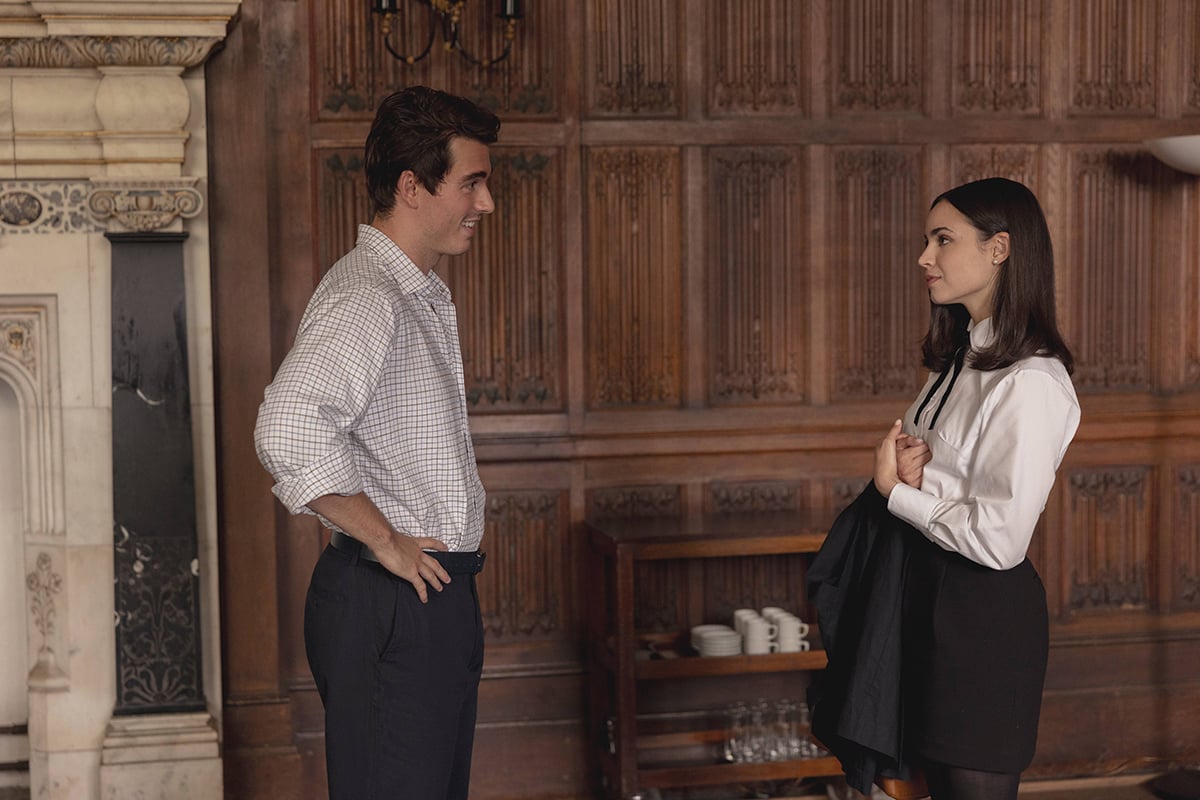 Corey Mylchreest and Sofia Carson star in the Netflix rom-com My Oxford Year