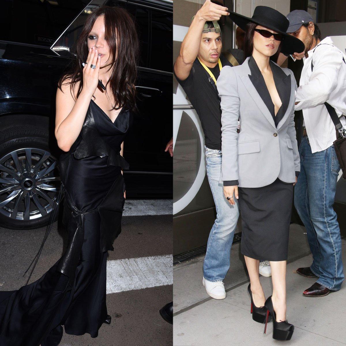 Jenna Ortega brings gothic glamour to the Wednesday Season 2 press tour in an Ann Demeulemeester dress and a Willy Chavarria skirt suit with bold black shoes from Miista and Christian Louboutin