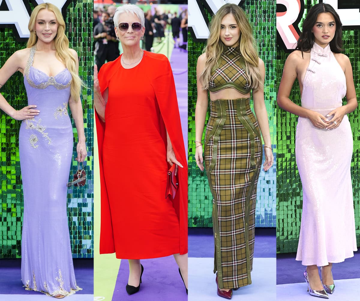Lindsay Lohan, Jamie Lee Curtis, Julia Butters, and Sophia Hammons turn heads in stunning dresses and heels at the London premiere of Freakier Friday at the Odeon Luxe, Leicester Square