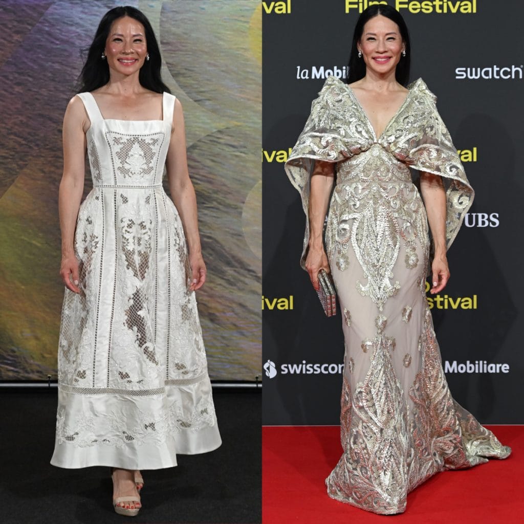Regal and Radiant: Lucy Liu Stuns in Paolo Sebastian and Naeem Khan