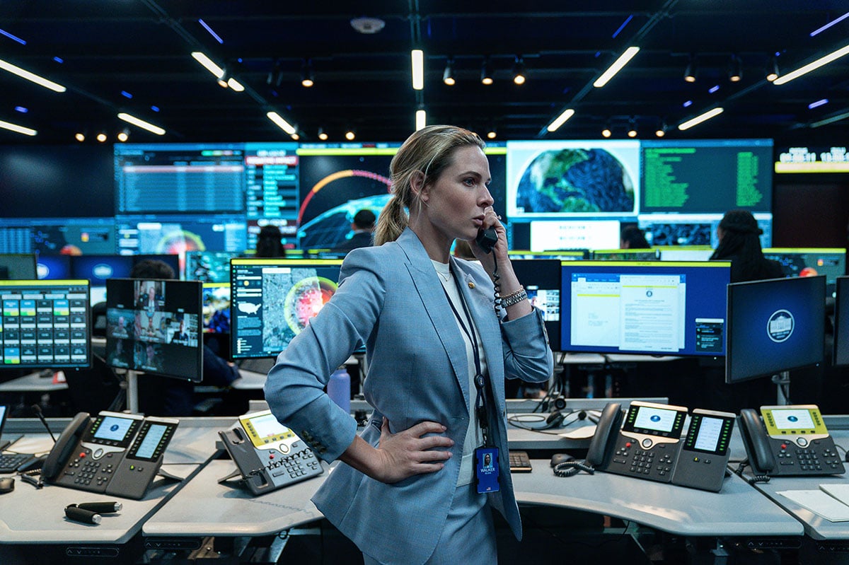 Rebecca Ferguson plays Captain Olivia Walker, a communication point with military brass, in A House of Dynamite