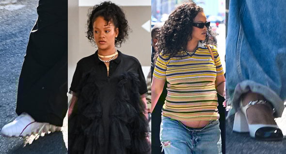 Rihanna Balances Sporty Glam and Streetwear Romance in Puma × Jil Sander Sneakers and Miu Miu Mary Janes