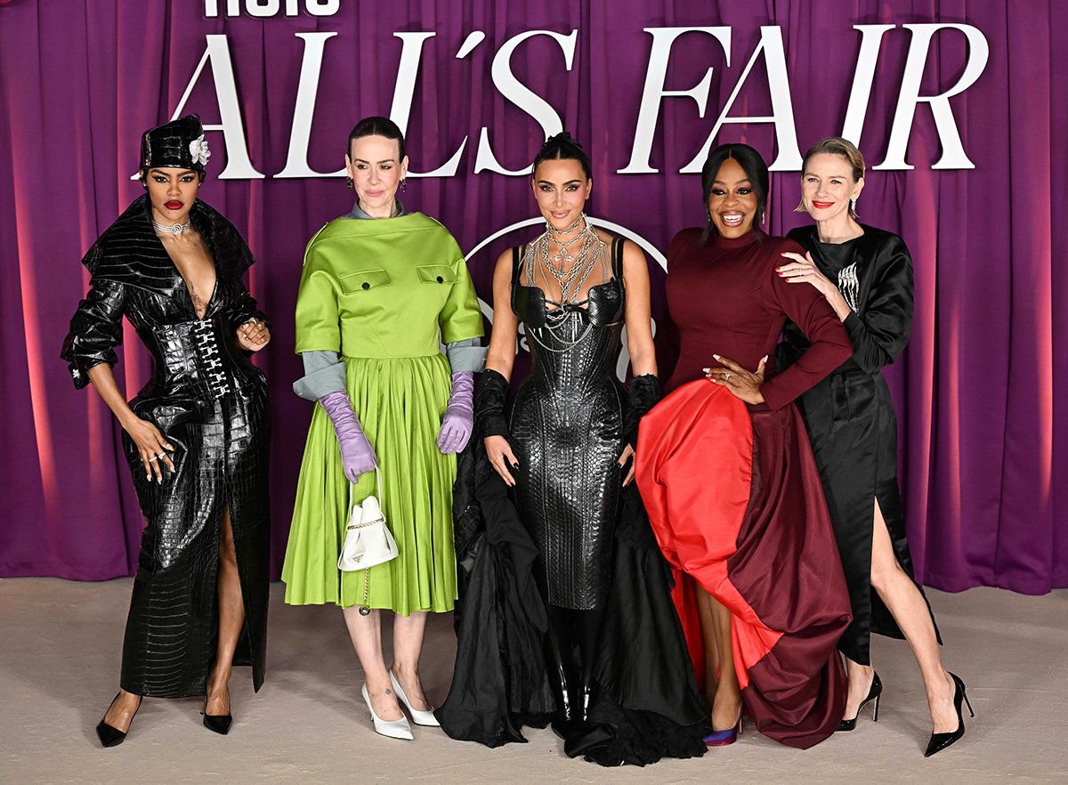 Teyana Taylor, Sarah Paulson, Kim Kardashian, Niecy Nash-Betts, and Naomi Watts at the London premiere of the Disney+ series All's Fair at the Odeon Luxe in Leicester Square, central London