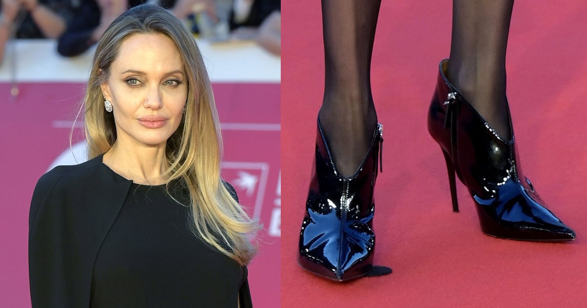 Angelina Jolie's Black Cape Gown and Glossy Zanotti Boots Steal the  Spotlight at the Rome Film Festival Premiere of Couture