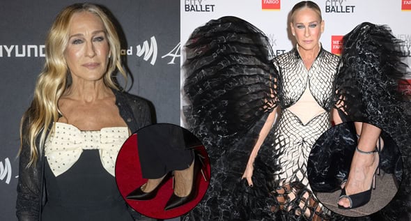 Sarah Jessica Parker Masters Black-and-White Glamour in Saloni and Iris Van Herpen With SJP and Aquazzura Heels