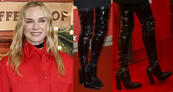 Diane Kruger Radiates Festive Parisian Chic in Red Patou at Printemps’ 2025 Christmas Window Reveal