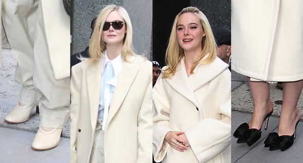 Chic Cream Looks: Elle Fanning Promotes Predator: Badlands in Bottega Veneta and The Row, Styled with Tod’s Pumps and Valentino Mules