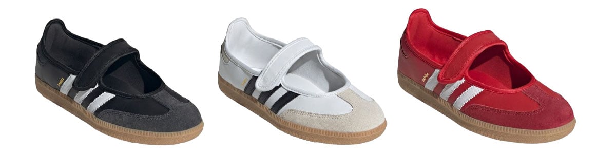 Adidas “Samba Jane” sneakers rework the iconic Samba with a Mary Jane strap, low-profile silhouette, and signature gum sole