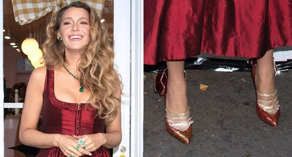 Christian Louboutin’s Red-and-Gold Croc Pumps Steal the Show at Blake Lively’s Holiday Event