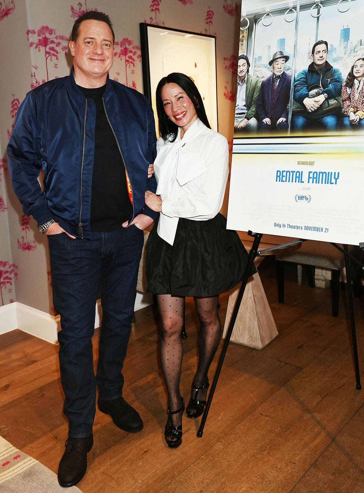 Brendan Fraser and Lucy Liu at the Rental Family special screening at The Crosby Street Hotel