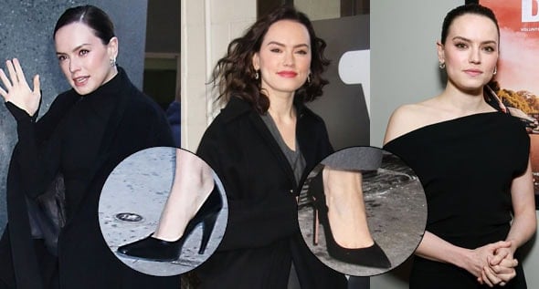 How Daisy Ridley Elevates All-Black Press Tour Looks With Jude, Aquazzura & Proenza Schouler Shoes