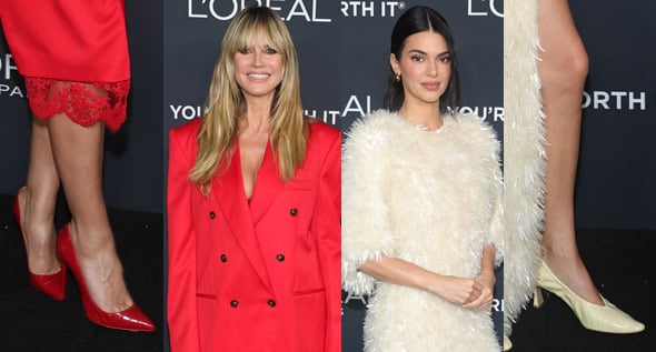 Heidi Klum and Kendall Jenner Shine in Monochrome Looks and Designer Heels at the L’Oréal Paris Women of Worth Event