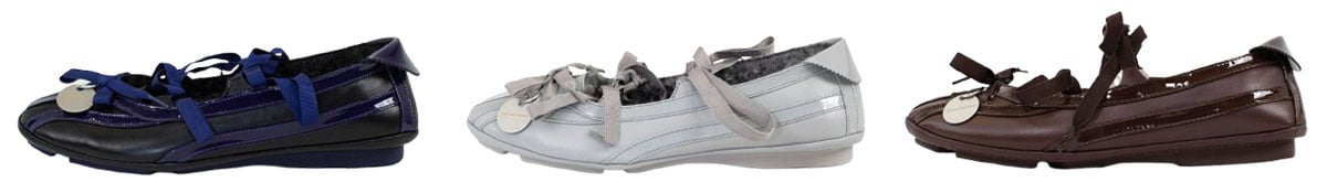 Kiko Kostadinov “Lella” hybrid ballet flats fuse delicate ribbon ties with a treaded rubber sole, blending experimental design with ballet-inspired styling