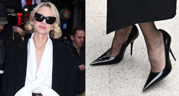 Naomi Watts Masters Neutral Power Dressing in Saint Laurent Pumps at Song Sung Blue Q&A