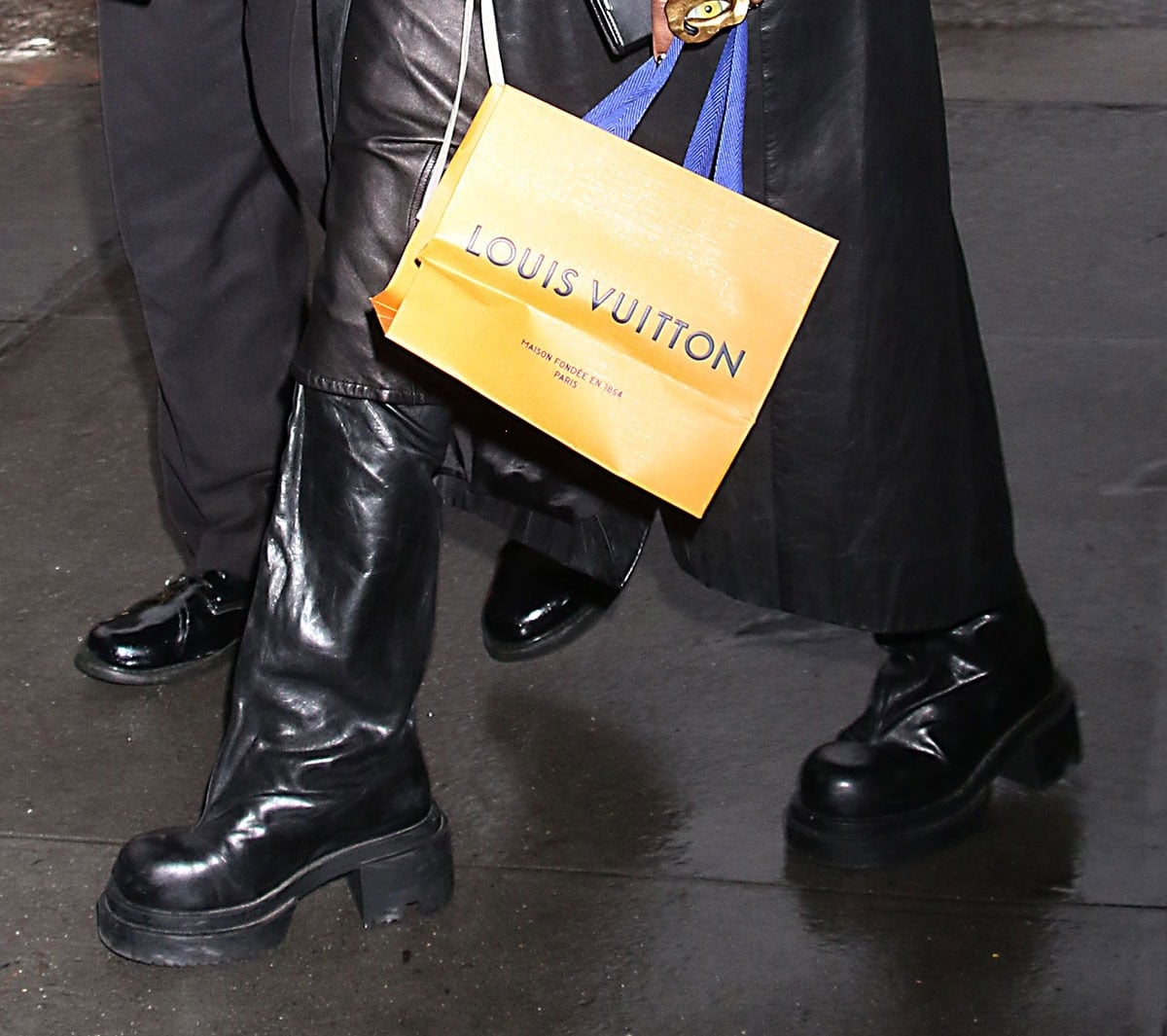 Teyana Taylor completes her head-to-toe leather look with the Rick Owens “Bogun” boots featuring flared shafts and chunky heels