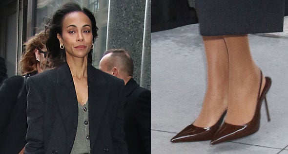 Zoe Saldaña Reworks Boardroom Chic in Maison Margiela and Paris Texas Pumps on GMA