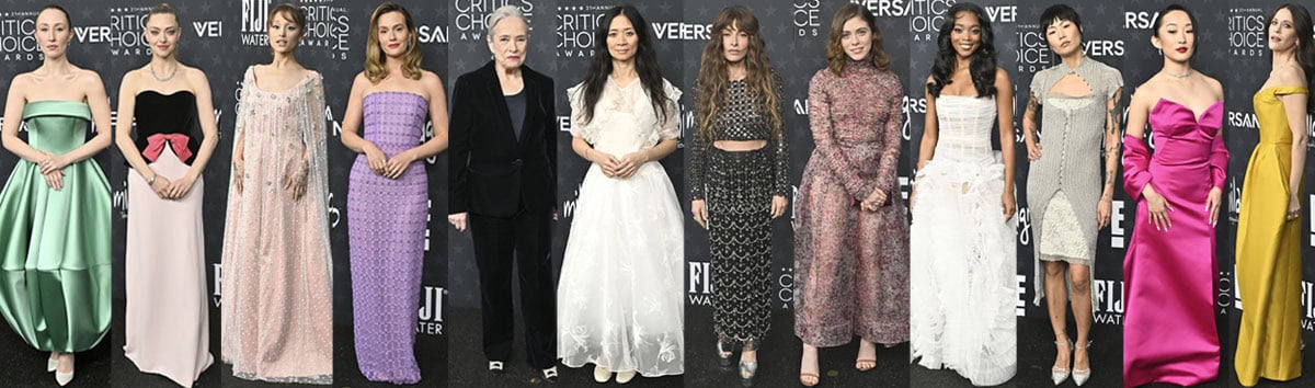 Celebrities line up on the Critics’ Choice Awards black carpet at the Barker Hangar at Santa Monica Airport on January 4, 2026, showcasing a spectrum of red-carpet footwear—from pointed-toe pumps and strappy sandals to metallic heels—paired with standout gowns