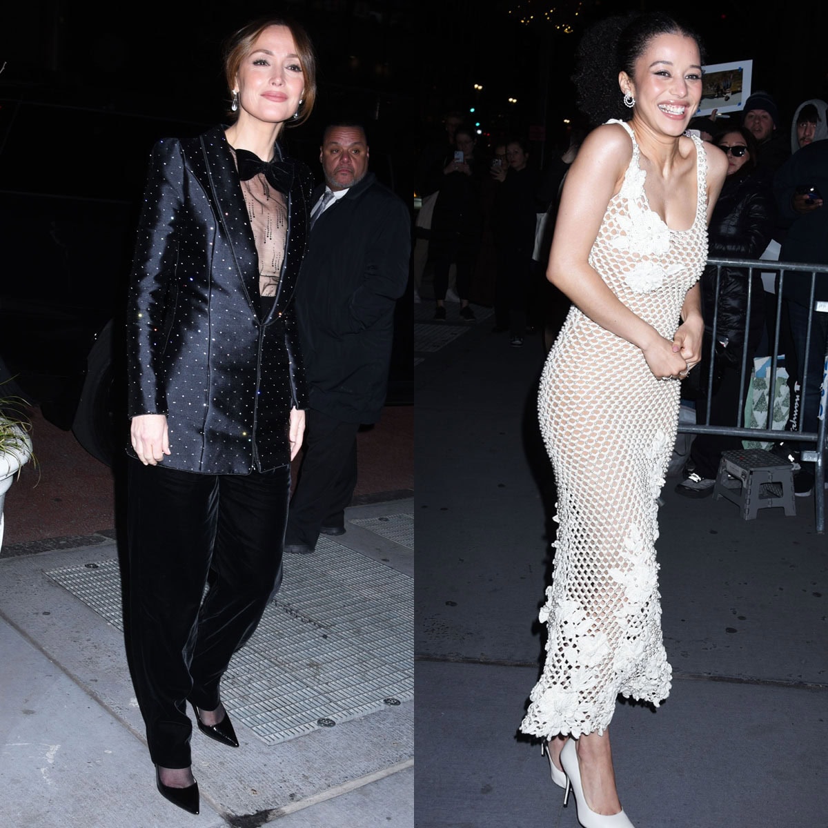 Rose Byrne and Chase Infiniti look stunning in contrasting black and white outfits at The National Board of Review Annual Awards Gala at Cipriani 42nd Street