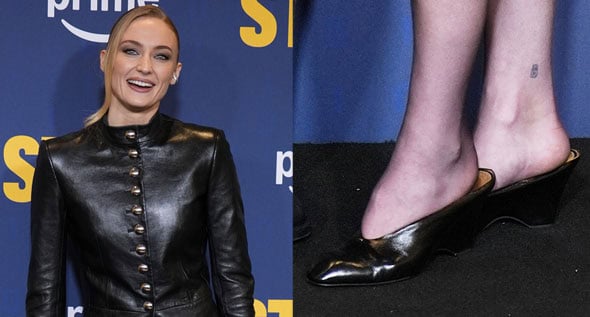 Sophie Turner Proves Wedge Mules Are Back in a Sculpted Khaite Leather Look